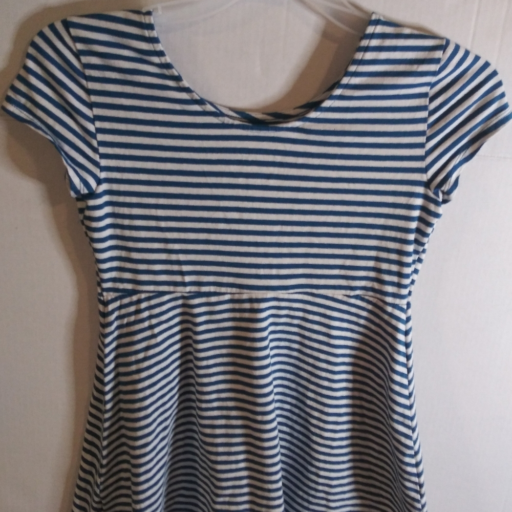 Simply Styled medium blue and white striped dress